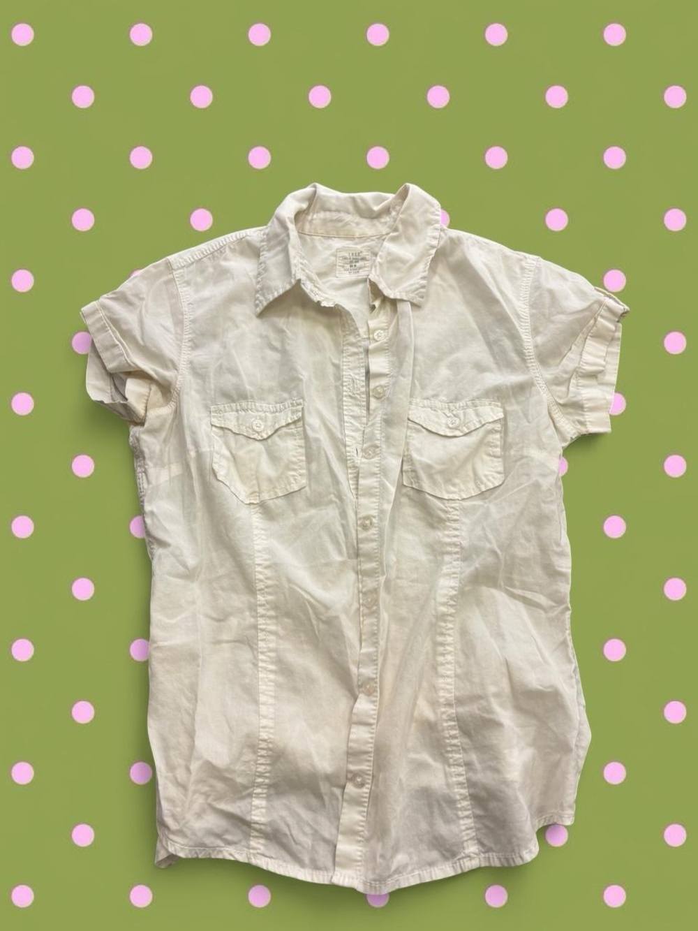 H&M Cream Short-Sleeve Button-Down Blouse